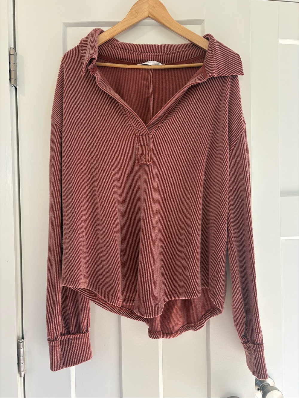Altar'd State Ribbed Pullover Hoodie in Dusty Rose Mauve